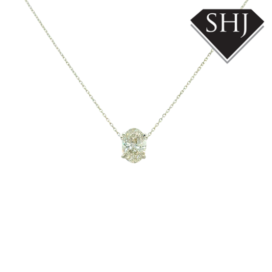 18ct White Gold Lab Grown Oval 2.04ct Diamond Pendant