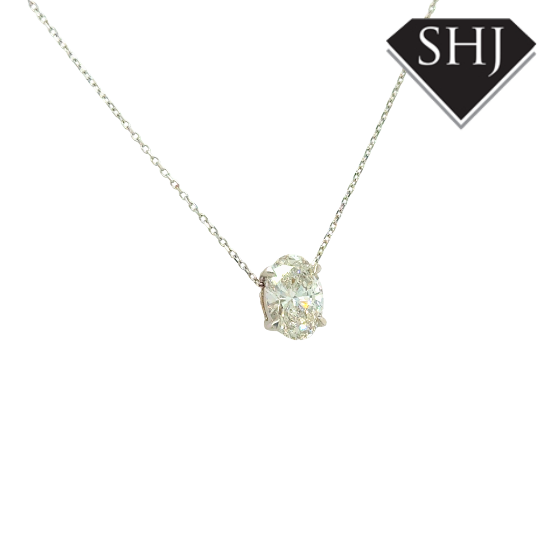 18ct White Gold Lab Grown Oval 2.04ct Diamond Pendant