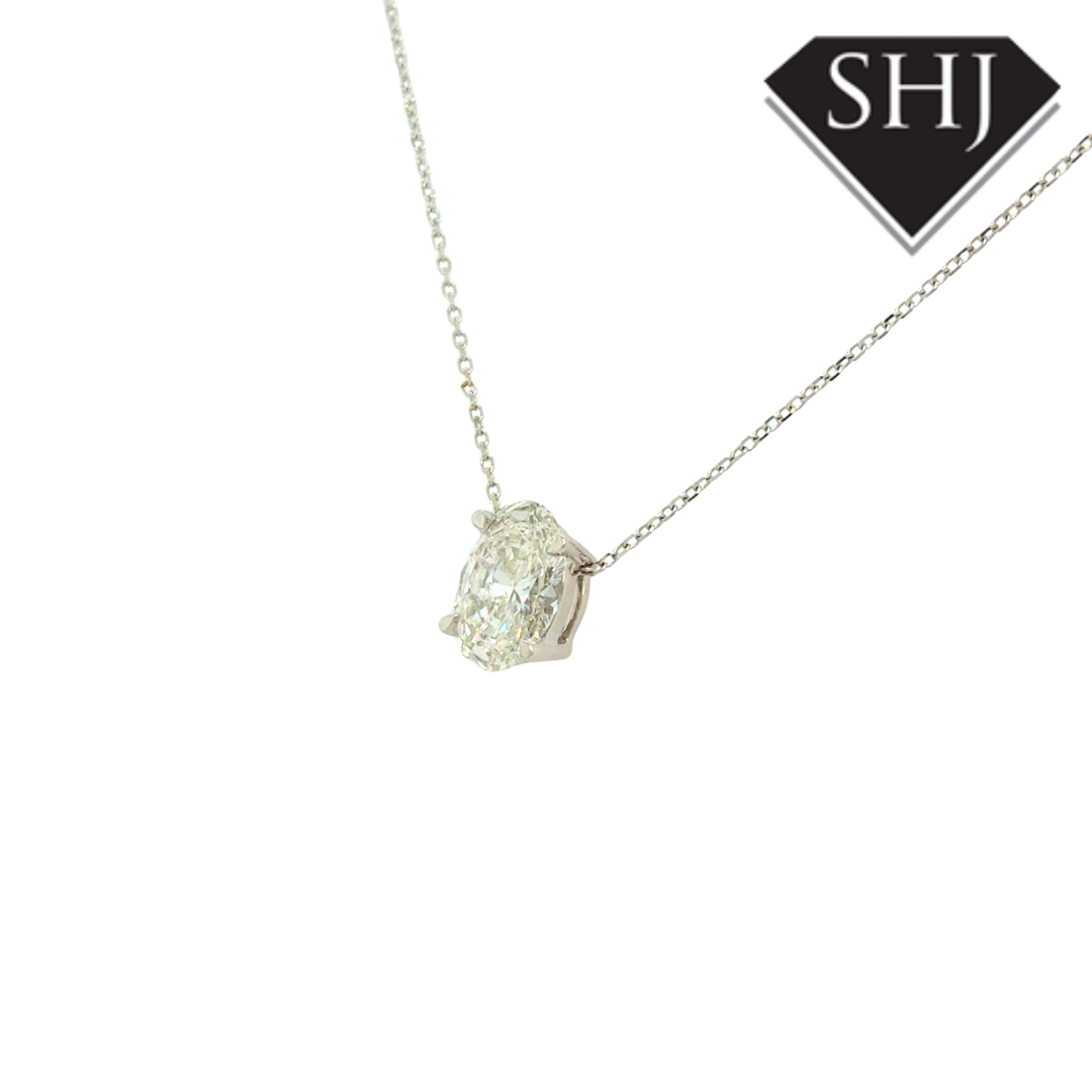 18ct White Gold Lab Grown Oval 2.04ct Diamond Pendant