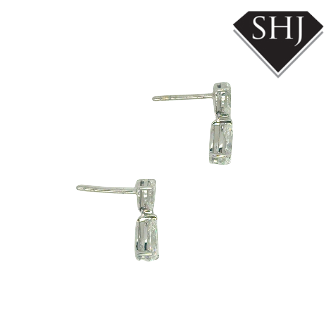 18ct White Gold Lab Grown 2.00ct Pear Diamond Drop Earrings