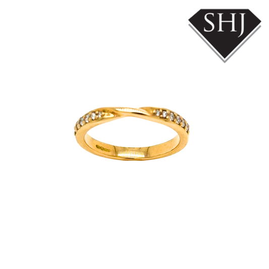 9ct Yellow Gold Ribon & Twist 0.10ct Diamond Eternity Ring