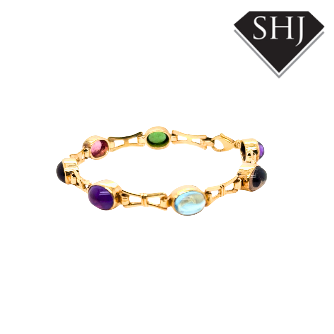 9ct Yellow Gold Multi-Coloured Gemstone Bracelet