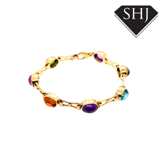 9ct Yellow Gold Multi-Coloured Gemstone Bracelet