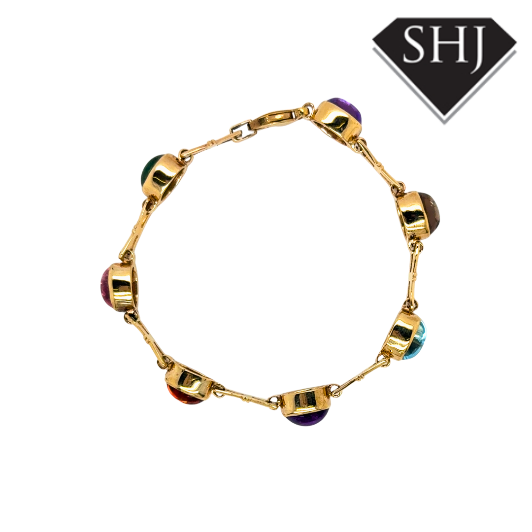 9ct Yellow Gold Multi-Coloured Gemstone Bracelet