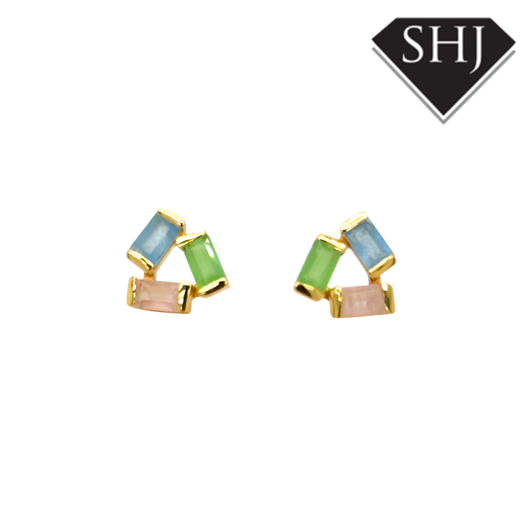 Silver 24ct Gold Plated Multi Gemstone Earrings