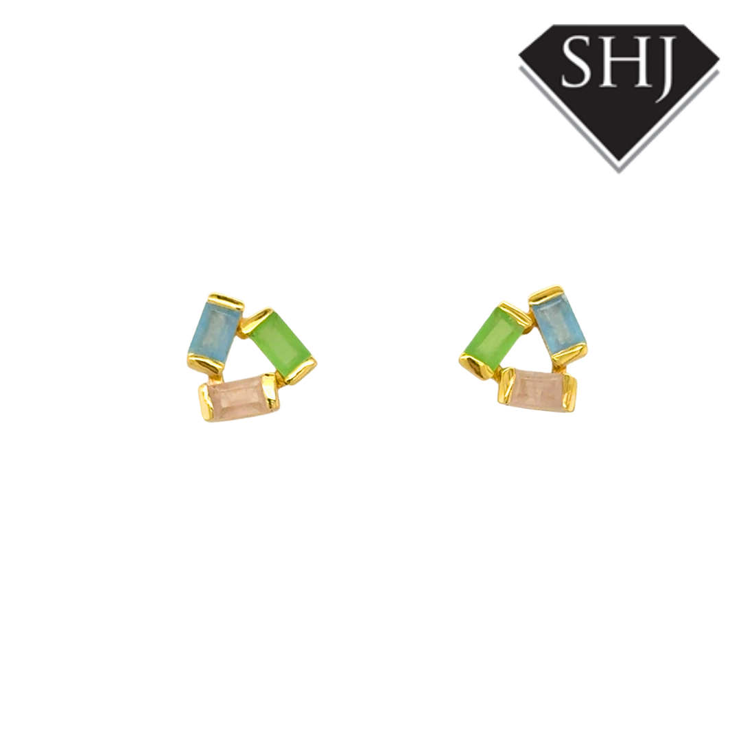 Silver 24ct Gold Plated Multi Gemstone Earrings