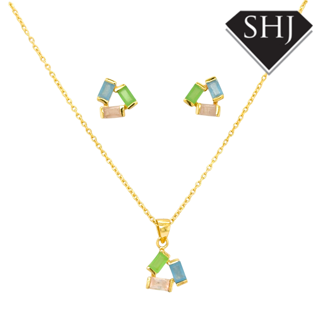Silver 24ct Gold Plated Multi Gemstone Earrings