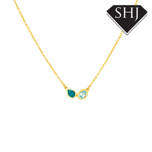 Silver 24ct Gold Plated Jade & Blue Topas Necklace