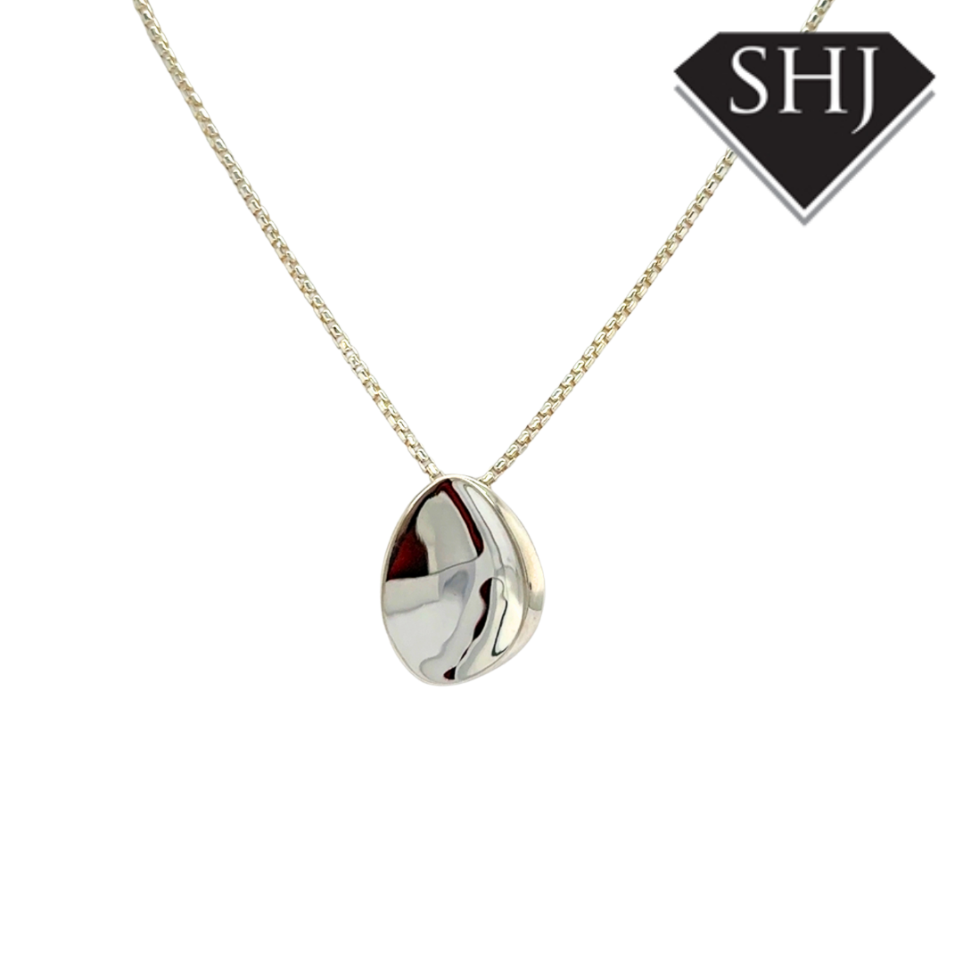Silver Pebble Pendant & Chain