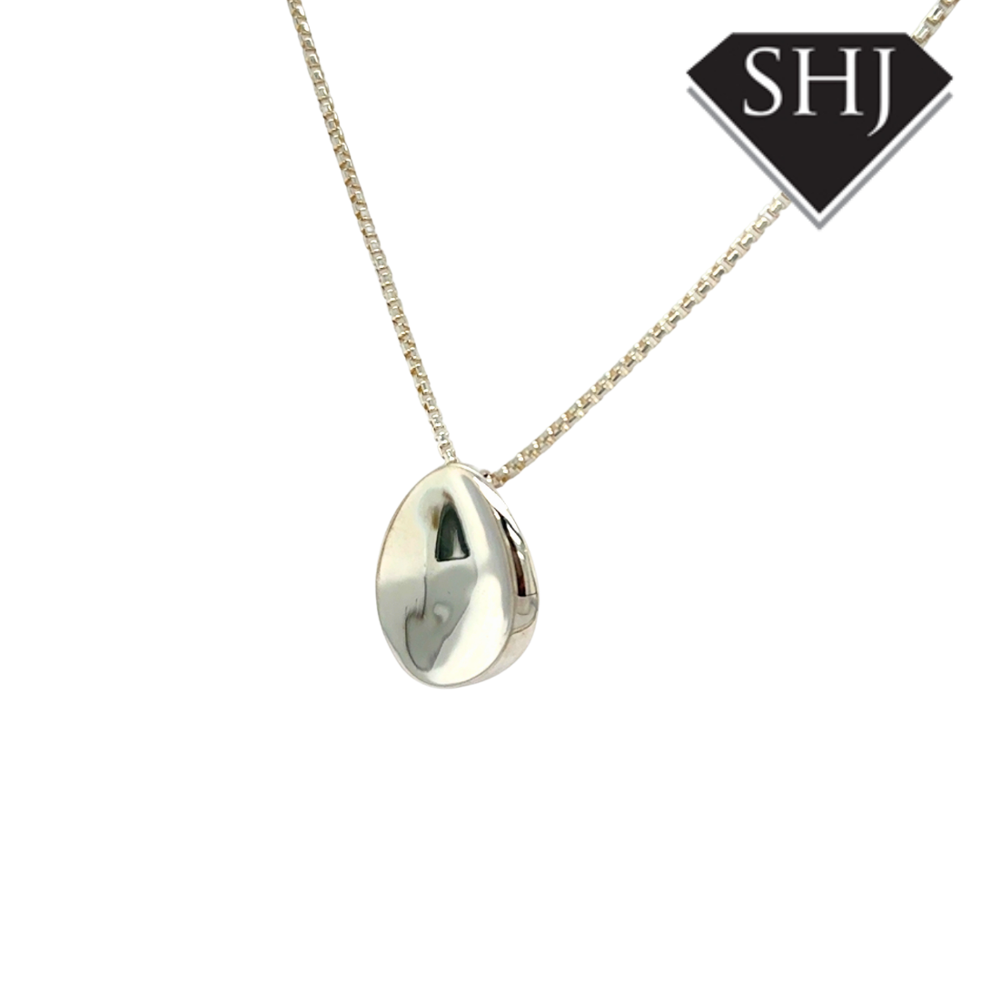 Silver Pebble Pendant & Chain