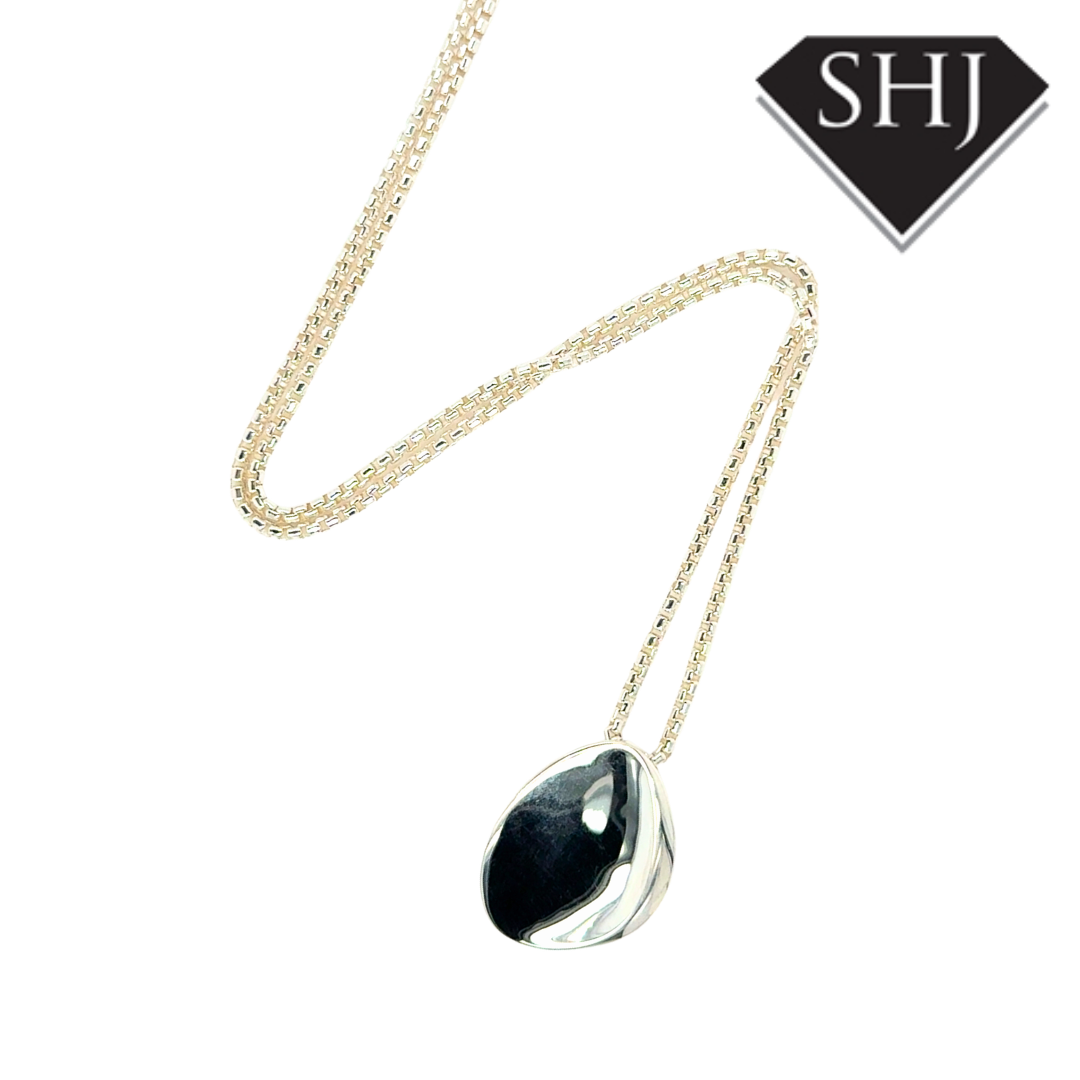 Silver Pebble Pendant & Chain