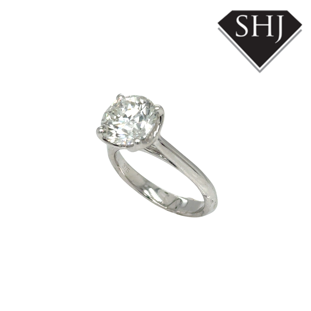 9ct White Gold Lab Grown Round Brilliant 3.00ct Diamond Ring
