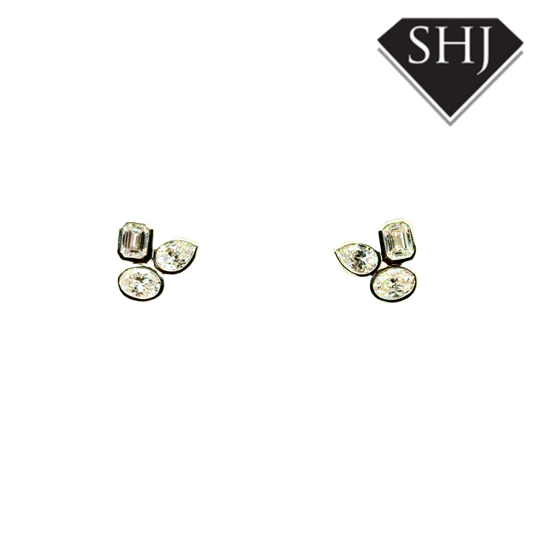 9ct White Gold 1.00ct Mixed Cut Diamond Studs