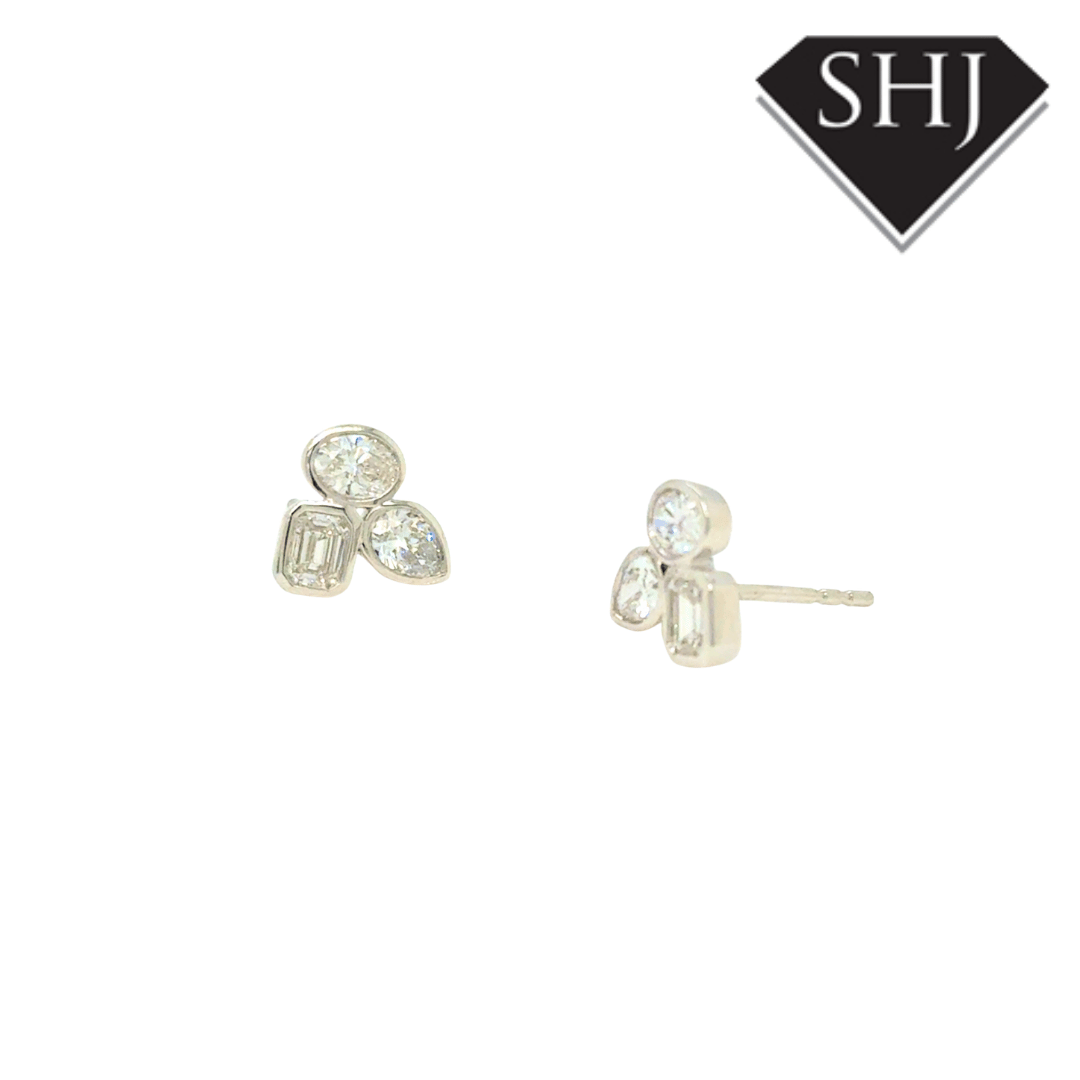 9ct White Gold 1.00ct Mixed Cut Diamond Studs