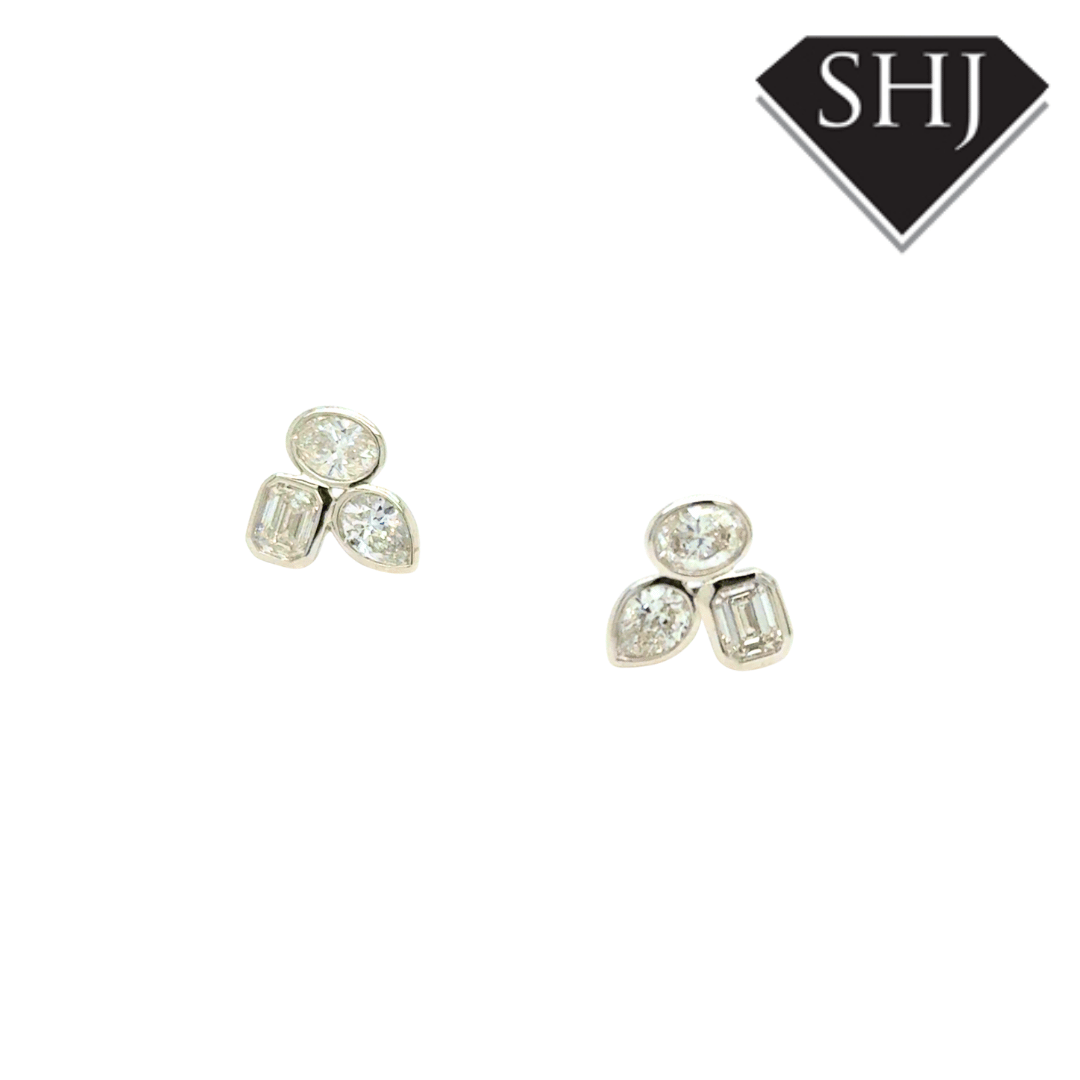 9ct White Gold 1.00ct Mixed Cut Diamond Studs