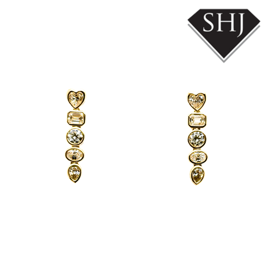 9ct Yellow Gold 0.90ct Mixed Cut Diamond Drop Earrings