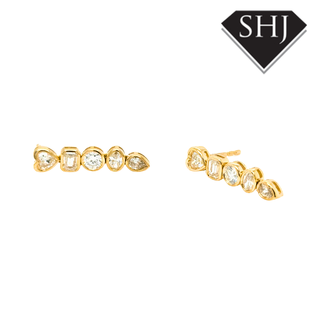 9ct Yellow Gold 0.90ct Mixed Cut Diamond Drop Earrings