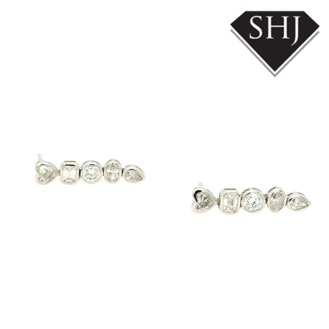 9ct White Gold 0.90ct Mixed Cut Diamond Drop Earrings