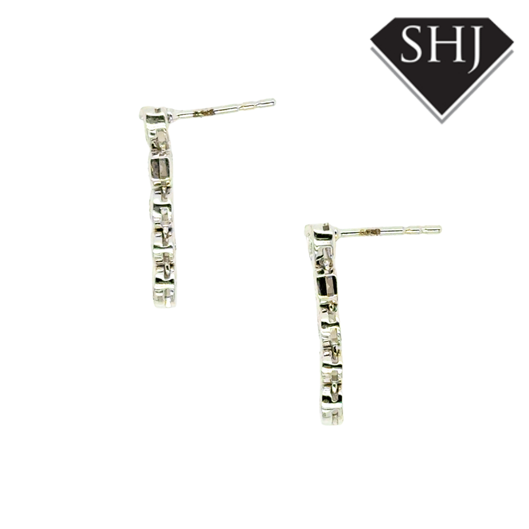 9ct White Gold 0.90ct Mixed Cut Diamond Drop Earrings
