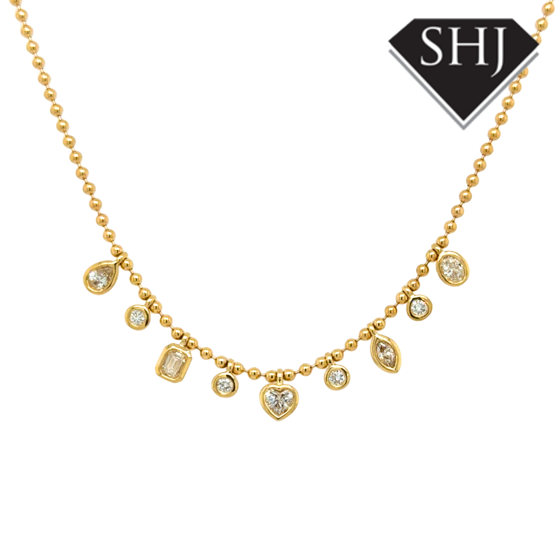 9ct Yellow Gold Lab Grown 0.49ct Mixed Cut Diamond Necklace