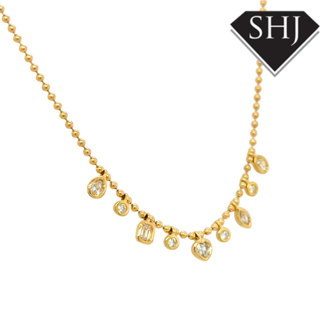 9ct Yellow Gold Lab Grown 0.49ct Mixed Cut Diamond Necklace