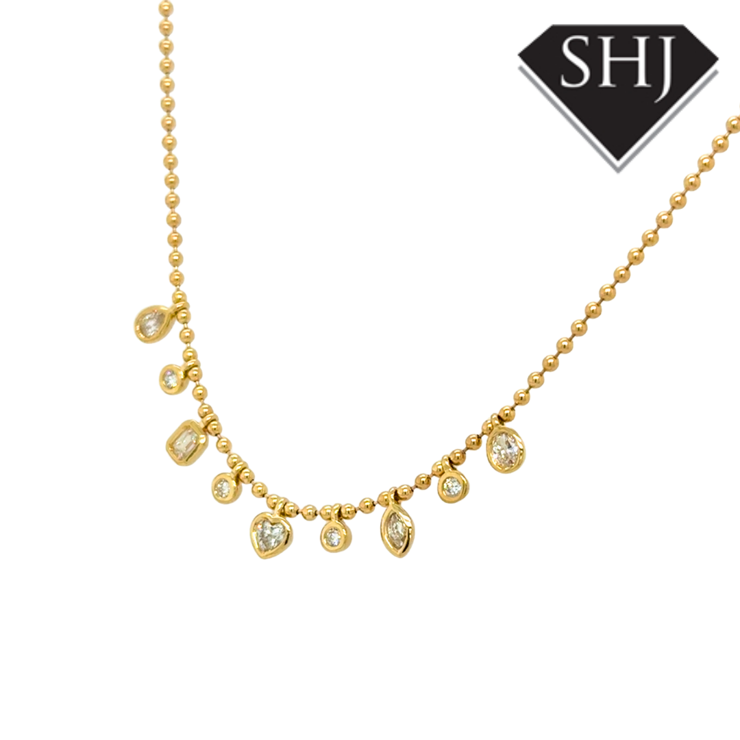 9ct Yellow Gold Lab Grown 0.49ct Mixed Cut Diamond Necklace