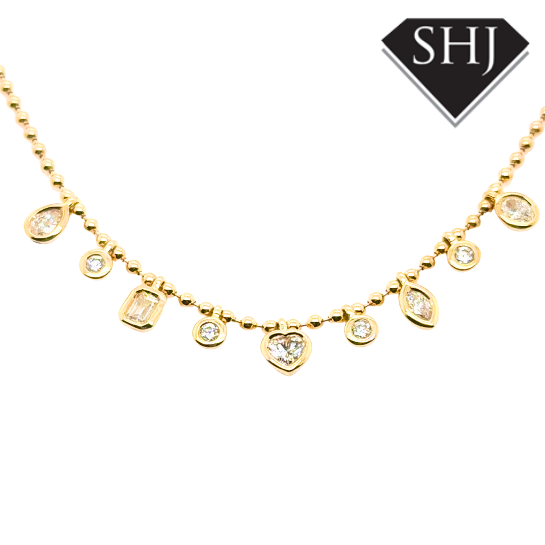 9ct Yellow Gold Lab Grown 0.49ct Mixed Cut Diamond Necklace