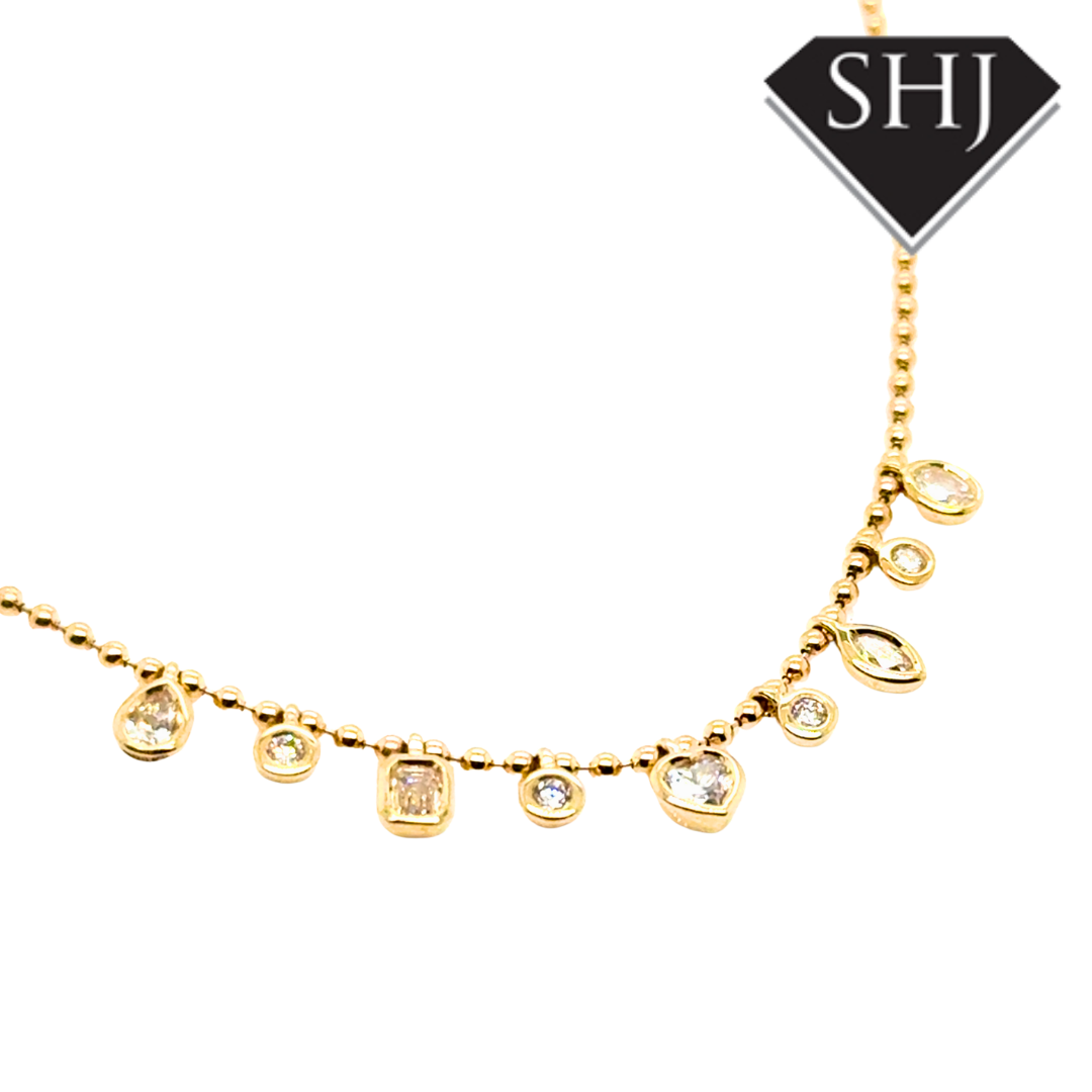 9ct Yellow Gold Lab Grown 0.49ct Mixed Cut Diamond Necklace