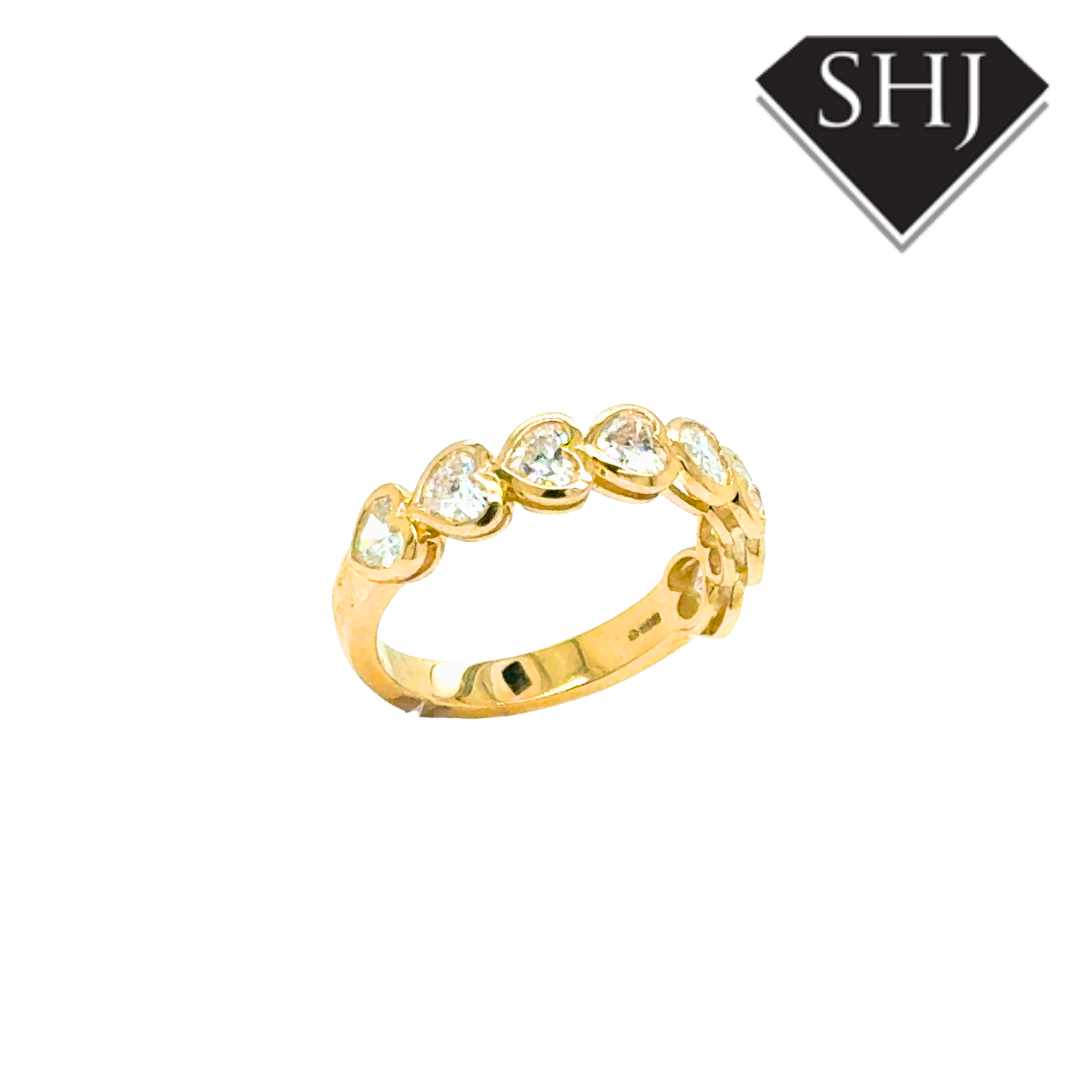 9ct Yellow Gold Lab Grown Heart 1.14ct Diamond Eternity Ring