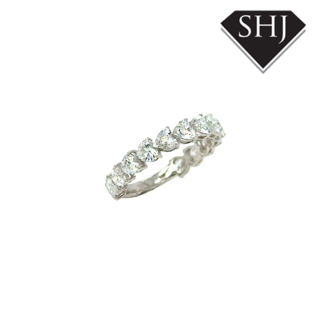 9ct White Gold Lab Grown Heart 2.22ct Diamond Eternity Ring