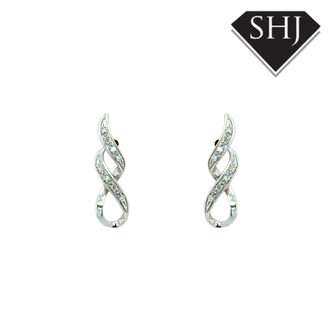 9ct White Gold Diamond Earrings
