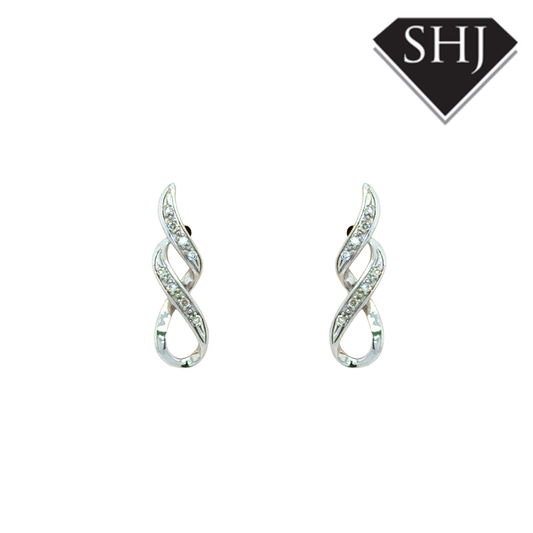 9ct White Gold Diamond Earrings
