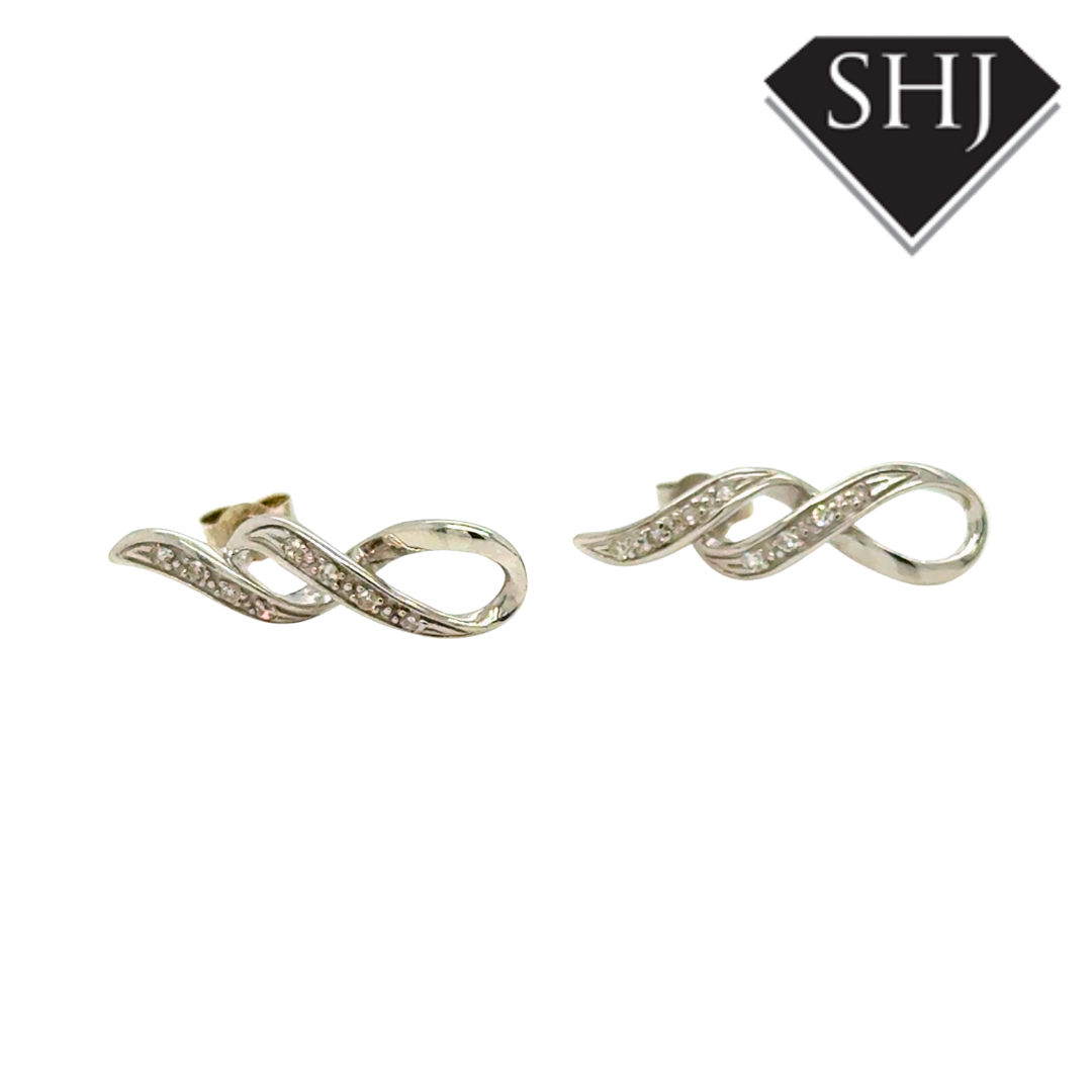 9ct White Gold Diamond Earrings