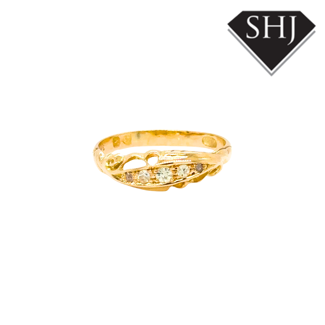 18ct Yellow Gold 5 Stone 0.10ct Diamond Ring