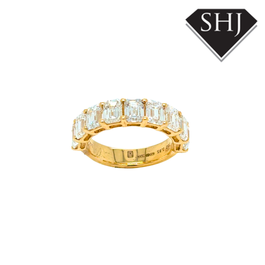 18ct Yellow Gold 3.85ct Lab Grown Emerald Diamond Eternity Ring