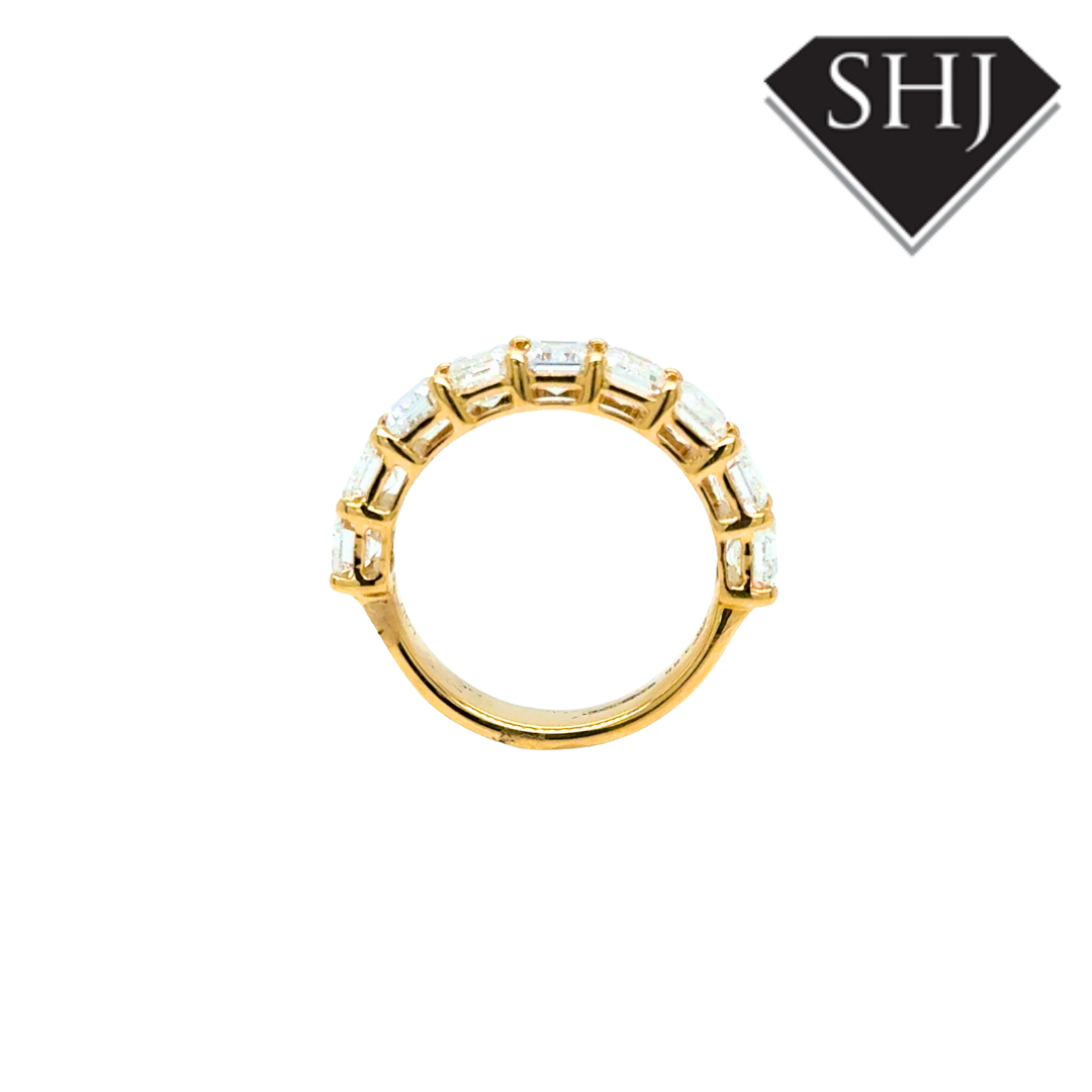 18ct Yellow Gold 3.85ct Lab Grown Emerald Diamond Eternity Ring