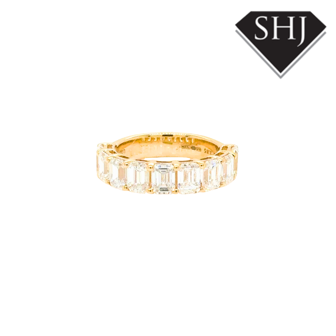 18ct Yellow Gold 3.85ct Lab Grown Emerald Diamond Eternity Ring