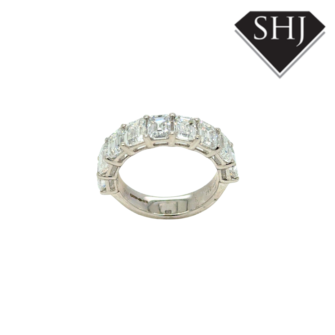 Platinum 3.82ct Lab Grown Emerald Diamond Eternity Ring