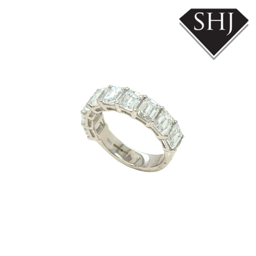 Platinum 3.82ct Lab Grown Emerald Diamond Eternity Ring