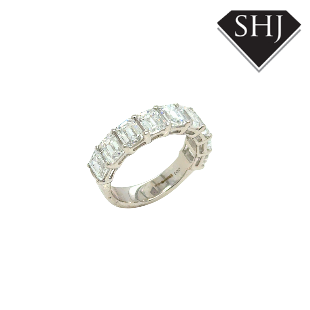 Platinum 3.82ct Lab Grown Emerald Diamond Eternity Ring