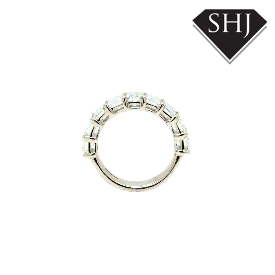 Platinum 3.82ct Lab Grown Emerald Diamond Eternity Ring