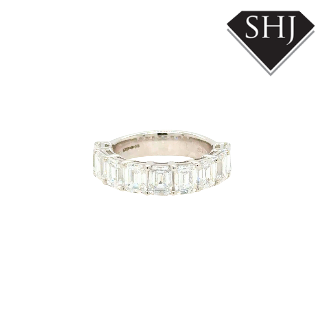 Platinum 3.82ct Lab Grown Emerald Diamond Eternity Ring