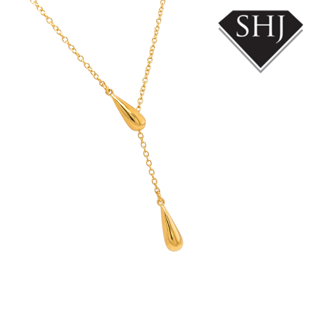 Silver Gold Plated Lariat Drip Necklace