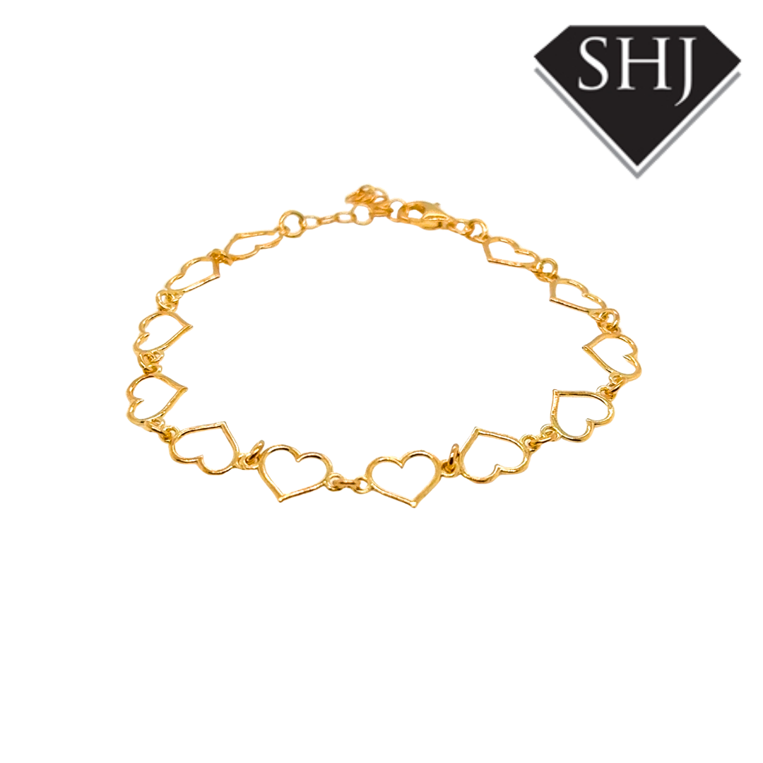 Silver Gold Plated Heart Bracelet