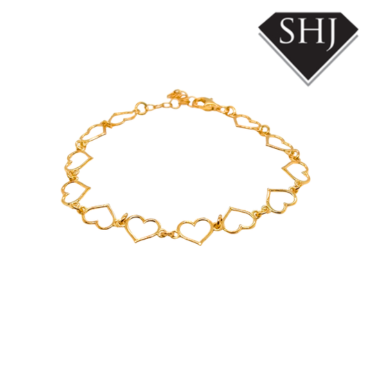 Silver Gold Plated Heart Bracelet