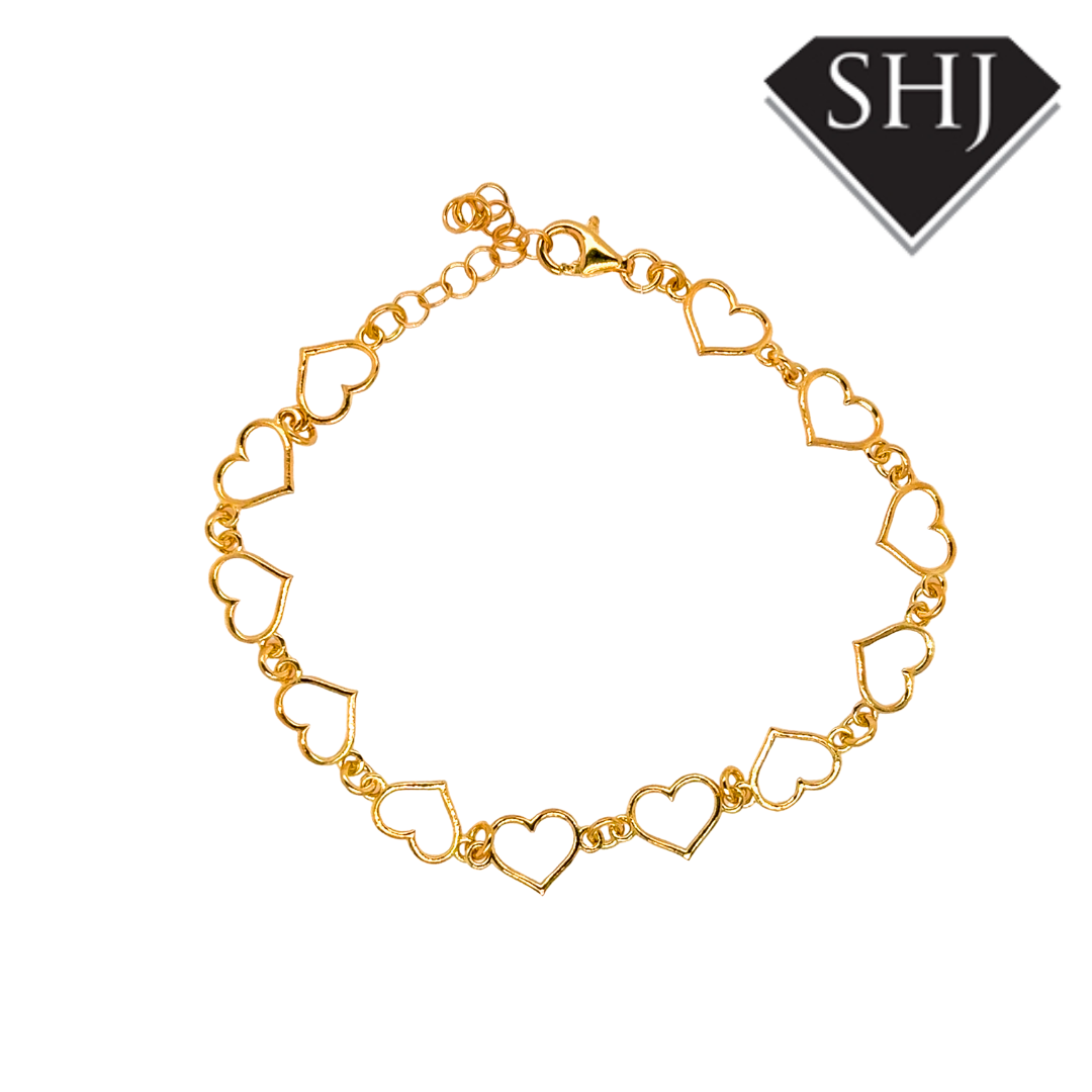 Silver Gold Plated Heart Bracelet