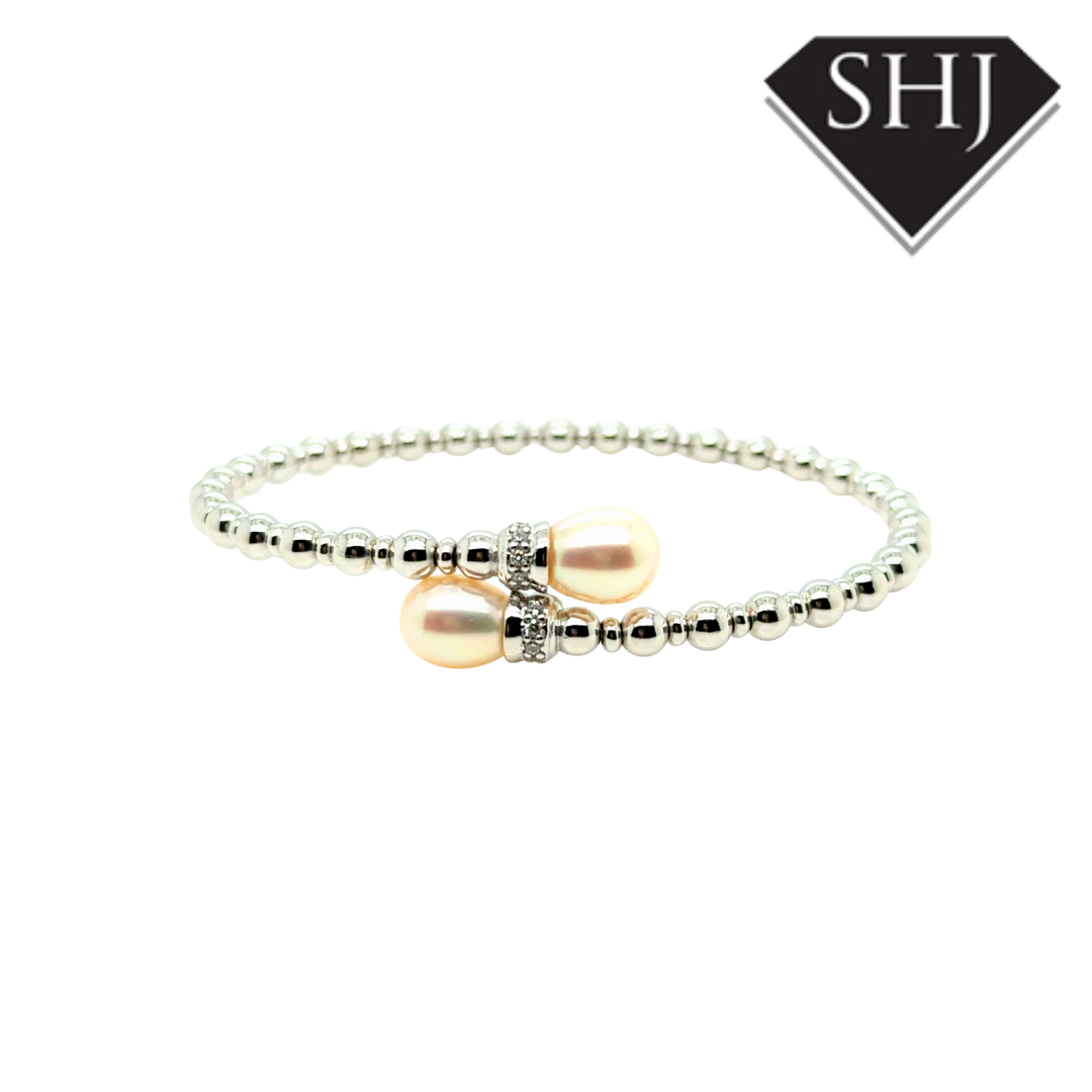 Silver Pearl Bangle