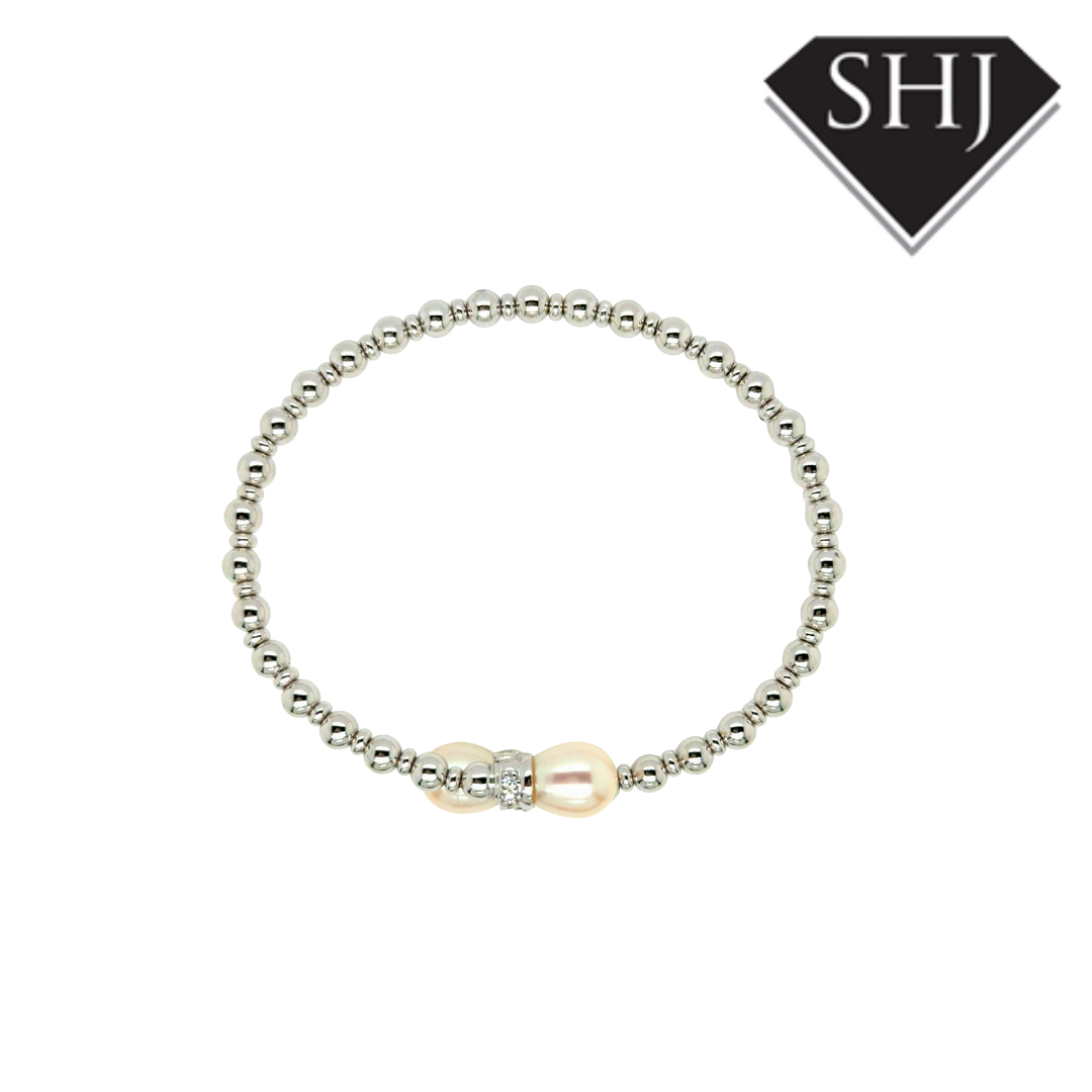 Silver Pearl Bangle