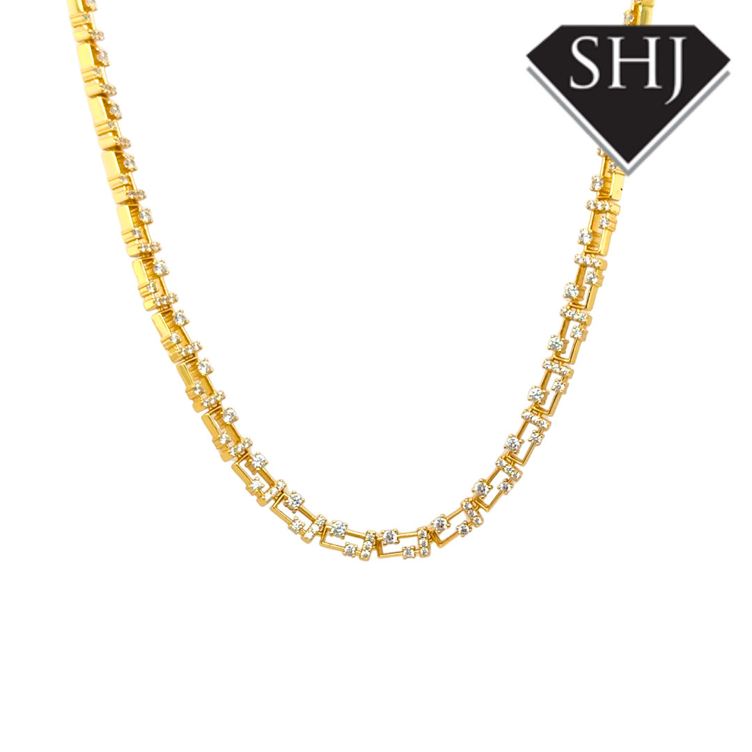 Silver Gold Plated CZ Necklace