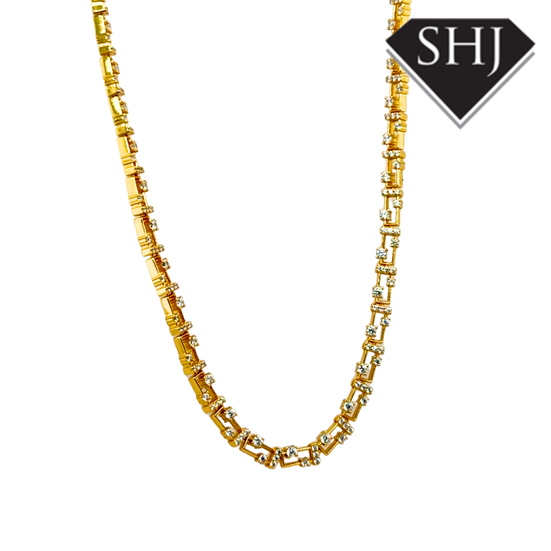 Silver Gold Plated CZ Necklace